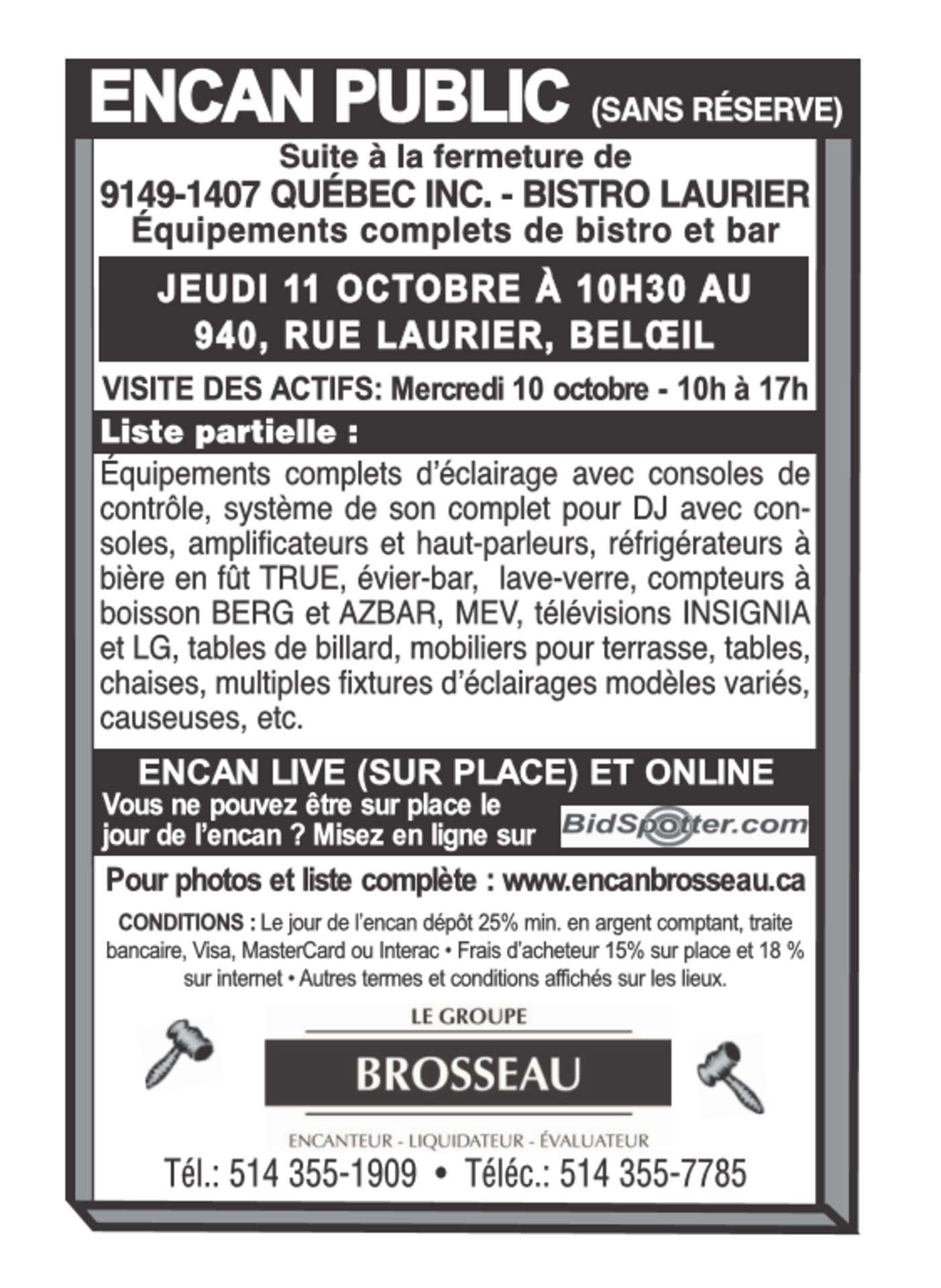 VOIR ANNONCE POUR DÉTAILS