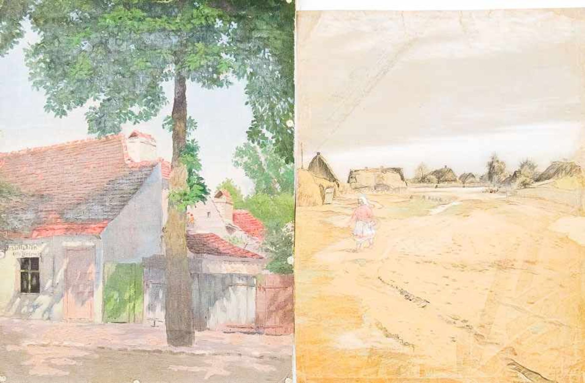 Eisentraut, Wilhelm (geb. 1906) Acht Landschaften und Stadtansichten. Eine Ölstudie, sechs Aquarelle