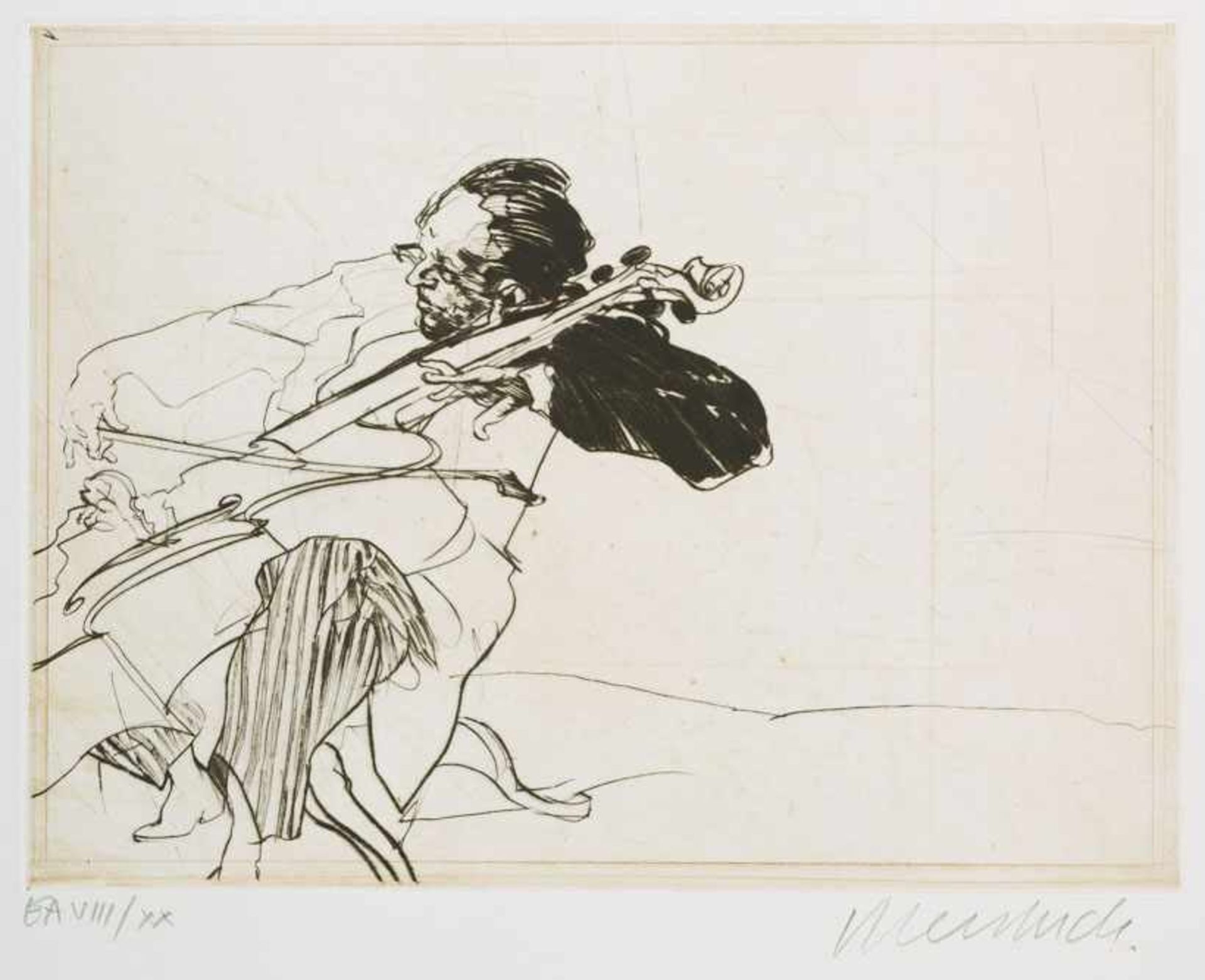 Weisbuch, Claude (Thionville, Paris 1927-2014) „Sitzender Cellospieler“. „Stehender