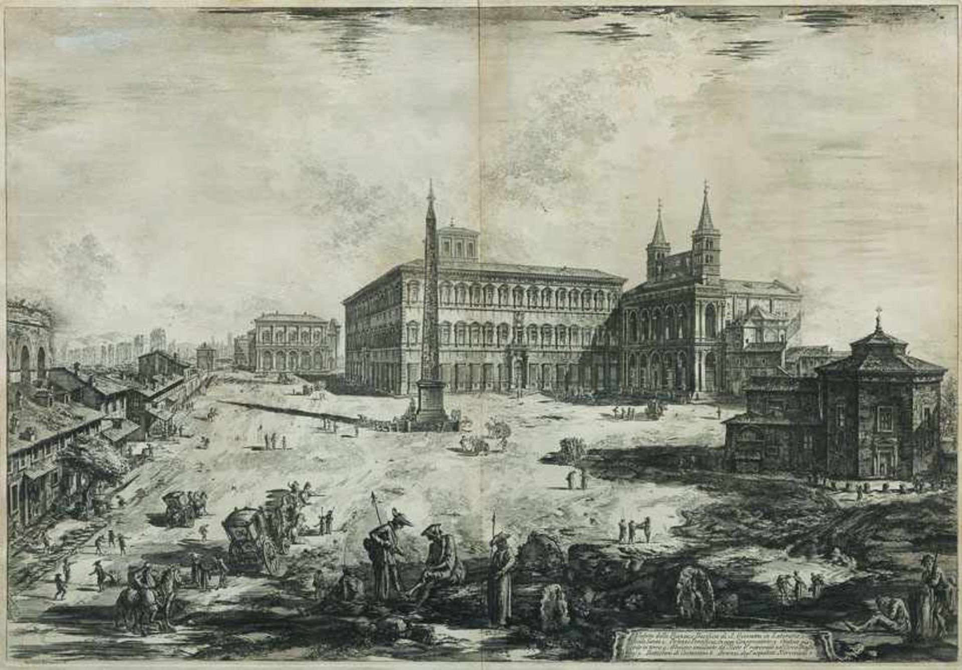 Derselbe Veduta della Piazza, e Basilica S. Giovanni in Laterno. Radierung. I. d. Platte bez.