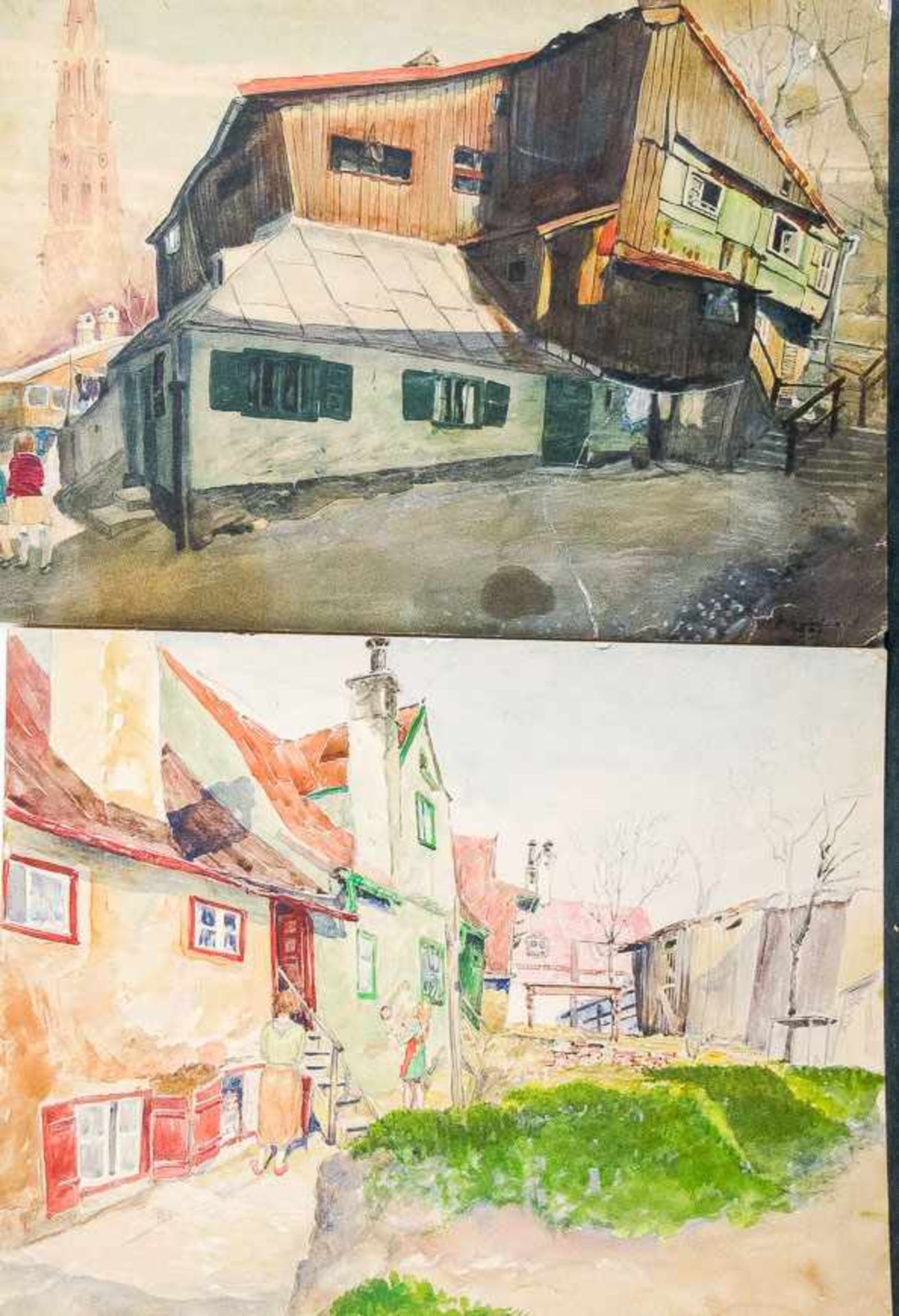 Eisentraut, Wilhelm (geb. 1906) Acht Landschaften und Stadtansichten. Eine Ölstudie, sechs Aquarelle - Bild 2 aus 2