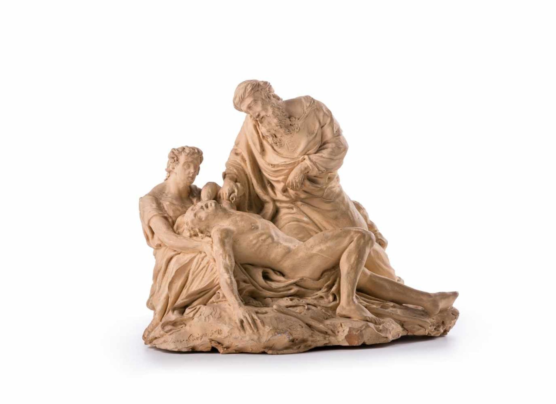 Curiger, Ildefons ( 1782-1841) Grablegung Christi.Terrakotta, berieben und leicht bestoßen. Der