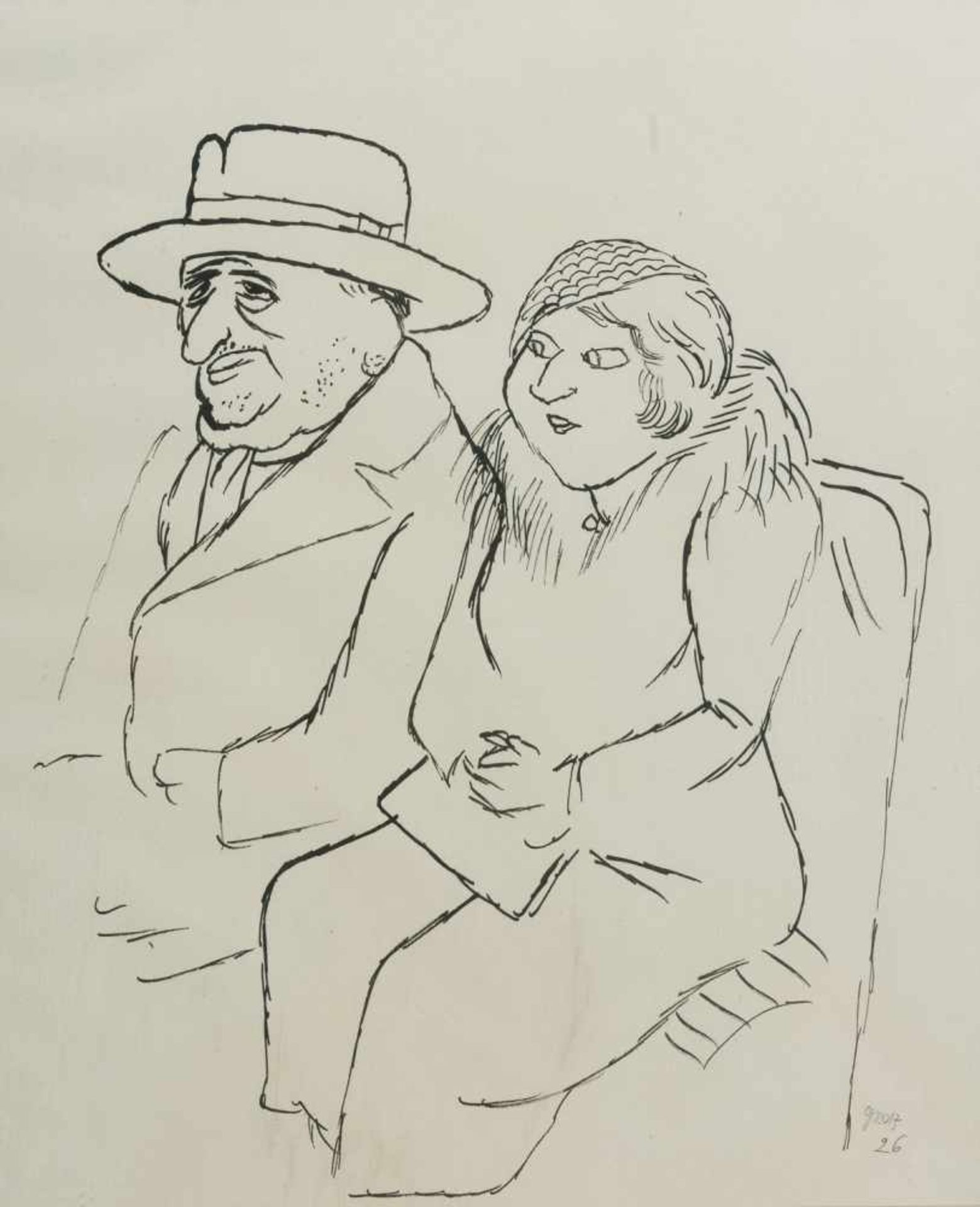 Grosz, George (Berlin 1893-1959) Seite an Seite, 1926.Tuschezeichnung. Bleistift sign. u. dat. "26",