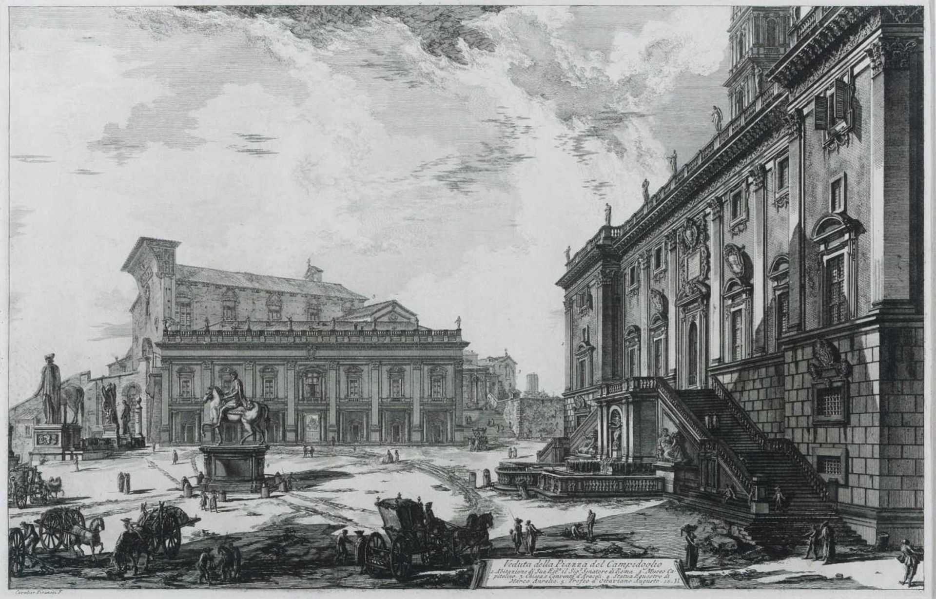 Piranesi, Giovanni Battista (Mogliano, Rom 1720-1778) Ansicht des Kapitolsplatzes, 1748-1778.Vedutta