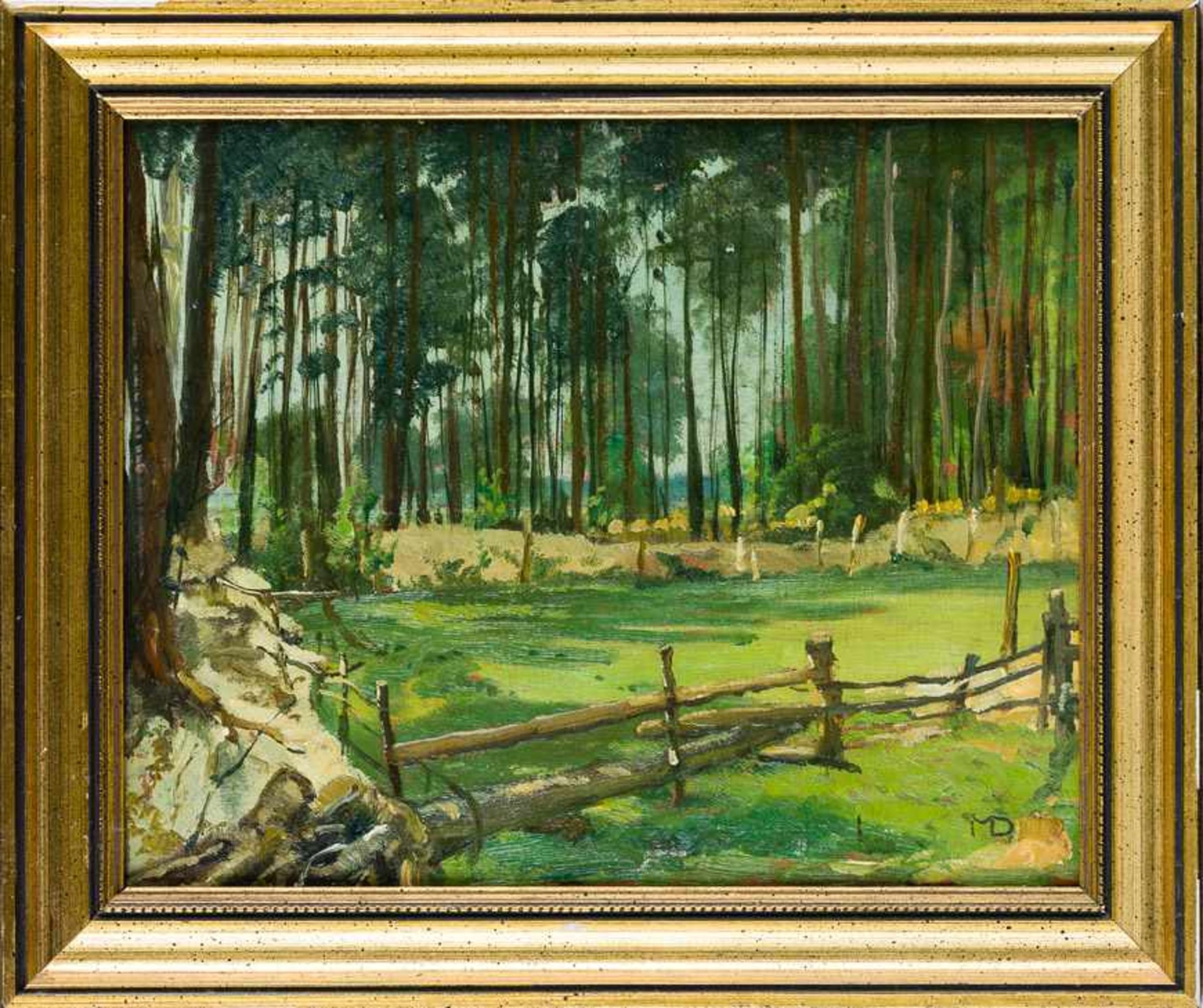 Dürschke, Max (Breslau 1875– nach 1945) Fünf kleine Landschaftsstudien.a) Waldsee, b) Häuser im - Bild 3 aus 4