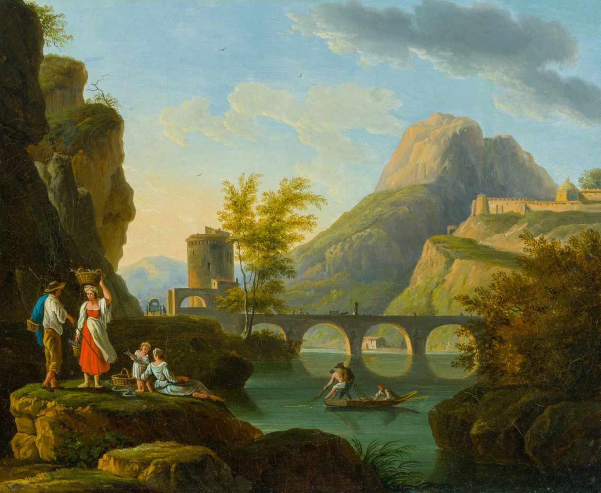 Französischer Maler (2. H. 18. Jh.) , in der Art von Lacroixe de Marseille Felsige Flusslandschaft