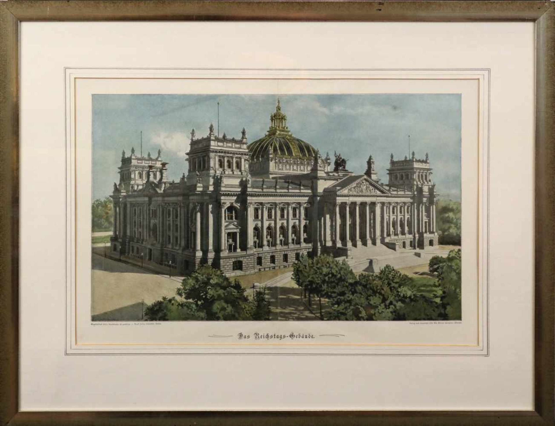 Berlin.Das Reichstagsgebäude, 1896. Farbdruck. Verlag u. Copyright 1896, The Werner Company,