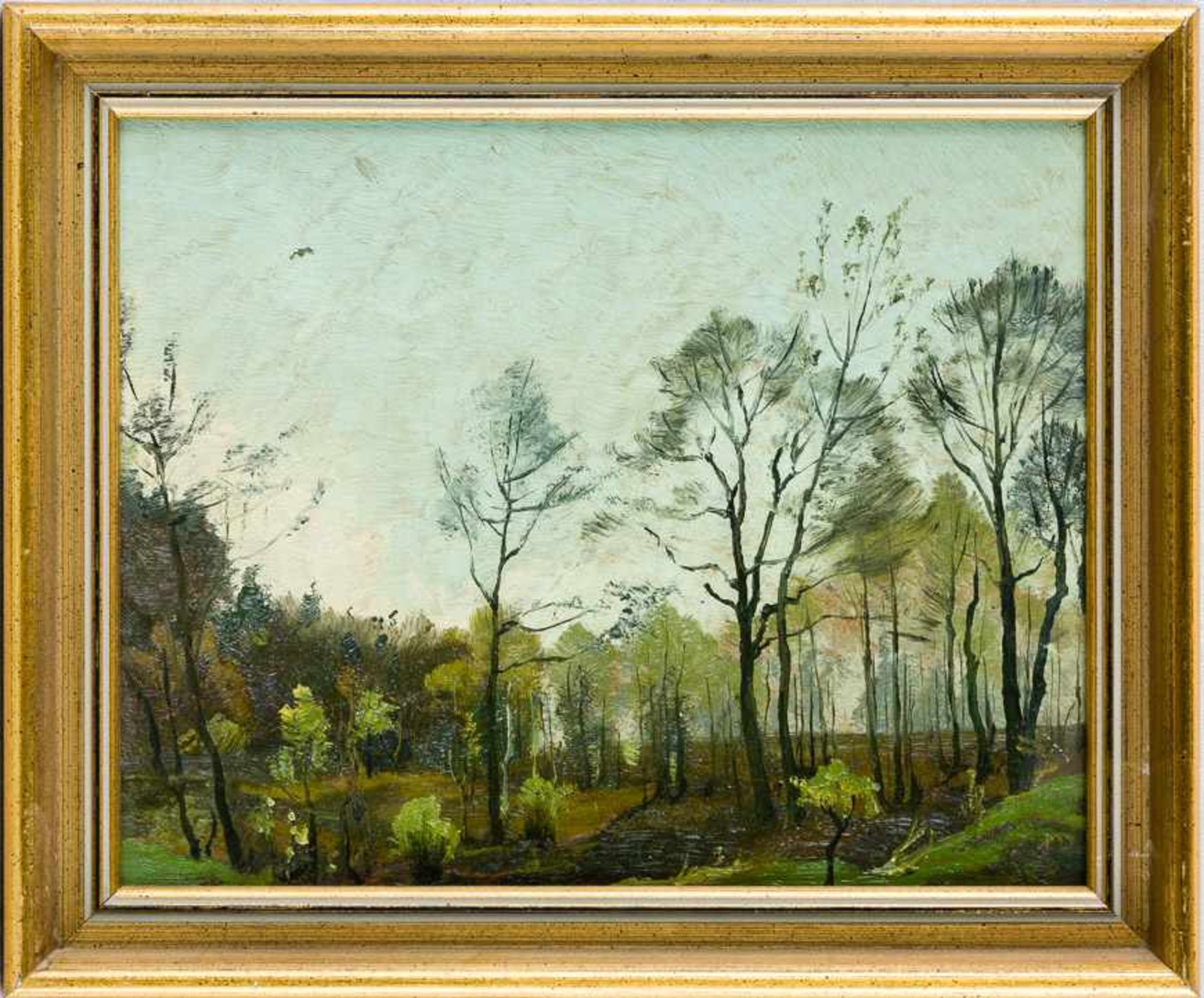 Dürschke, Max (Breslau 1875– nach 1945) Fünf kleine Landschaftsstudien.a) Waldsee, b) Häuser im - Bild 4 aus 4