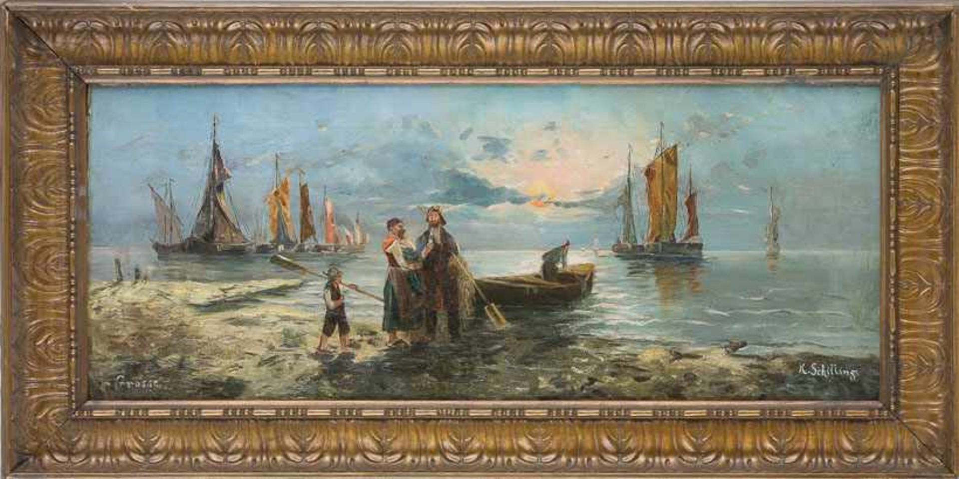 Blecher, Conrad (um 1851-1910)Findlinge mit HeidekrautIn der Ferne Kirchdorf. Sign. Lwd. 47×67 cm. - Bild 2 aus 2