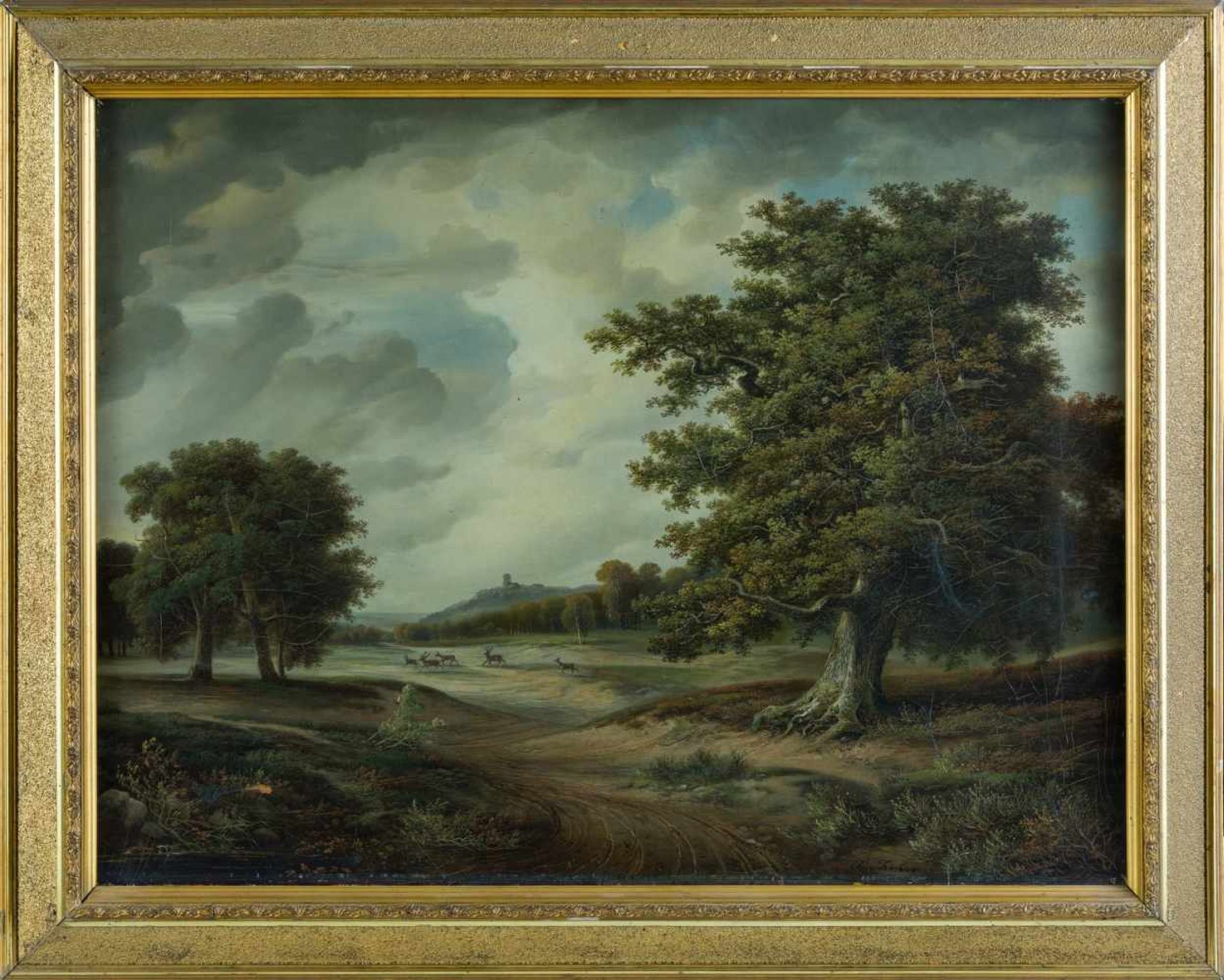 Becker, August (Ballenstedt, nachweisbar zwischen 1833-1870)Parklandschaftmit mächtiger Eiche und