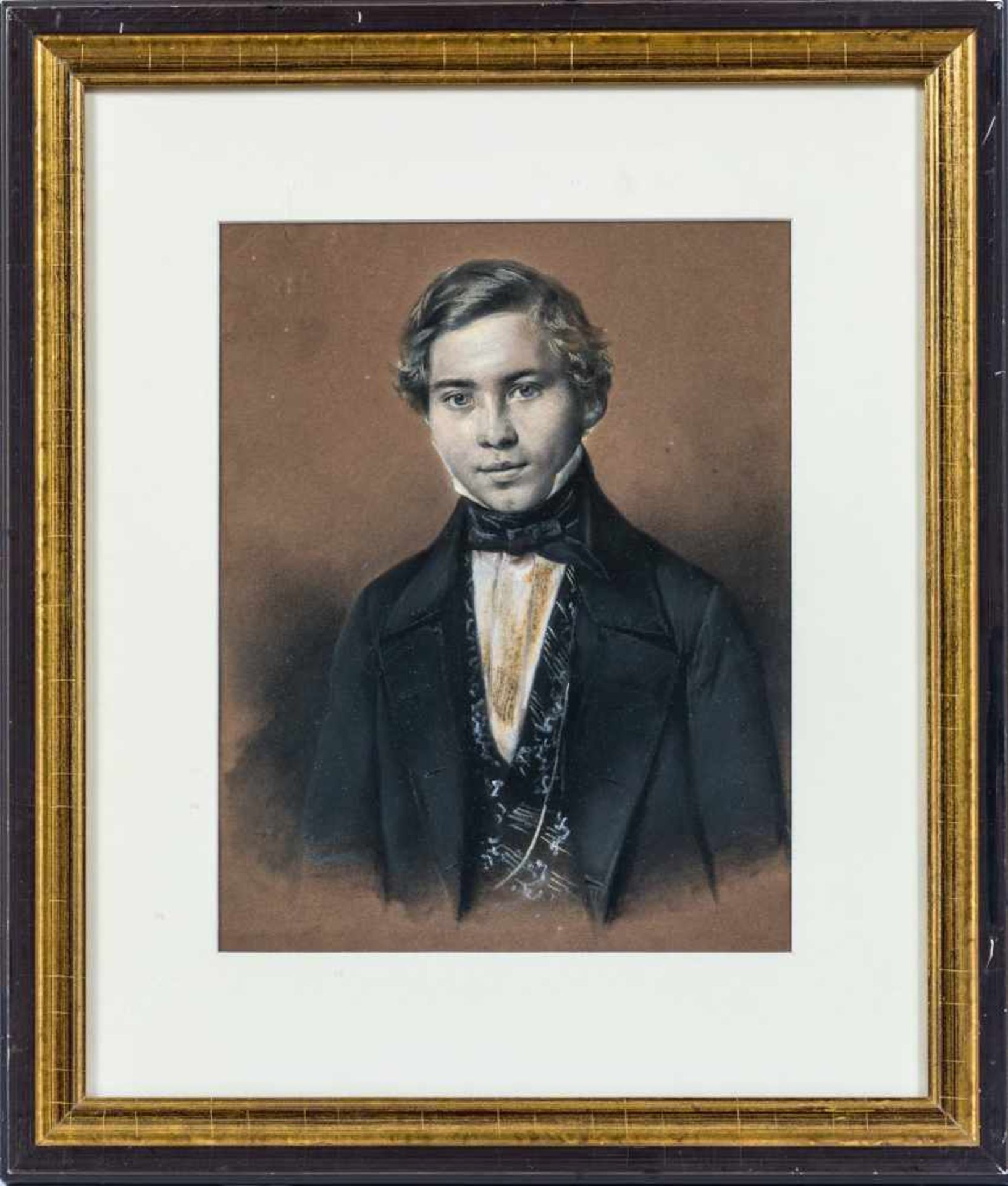 Kottwitz, Eduard (nachweisbar 1822-1845)Junger Adeligerin dunklem Frack, gemusterter Weste und