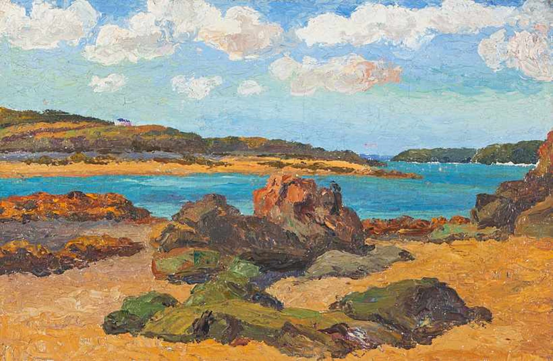 Delestre, Eugène (Paris 1862–1919)St. BriacStrand bei Trémur. Lwd. 27×40cm. Rückseitig bez. u.