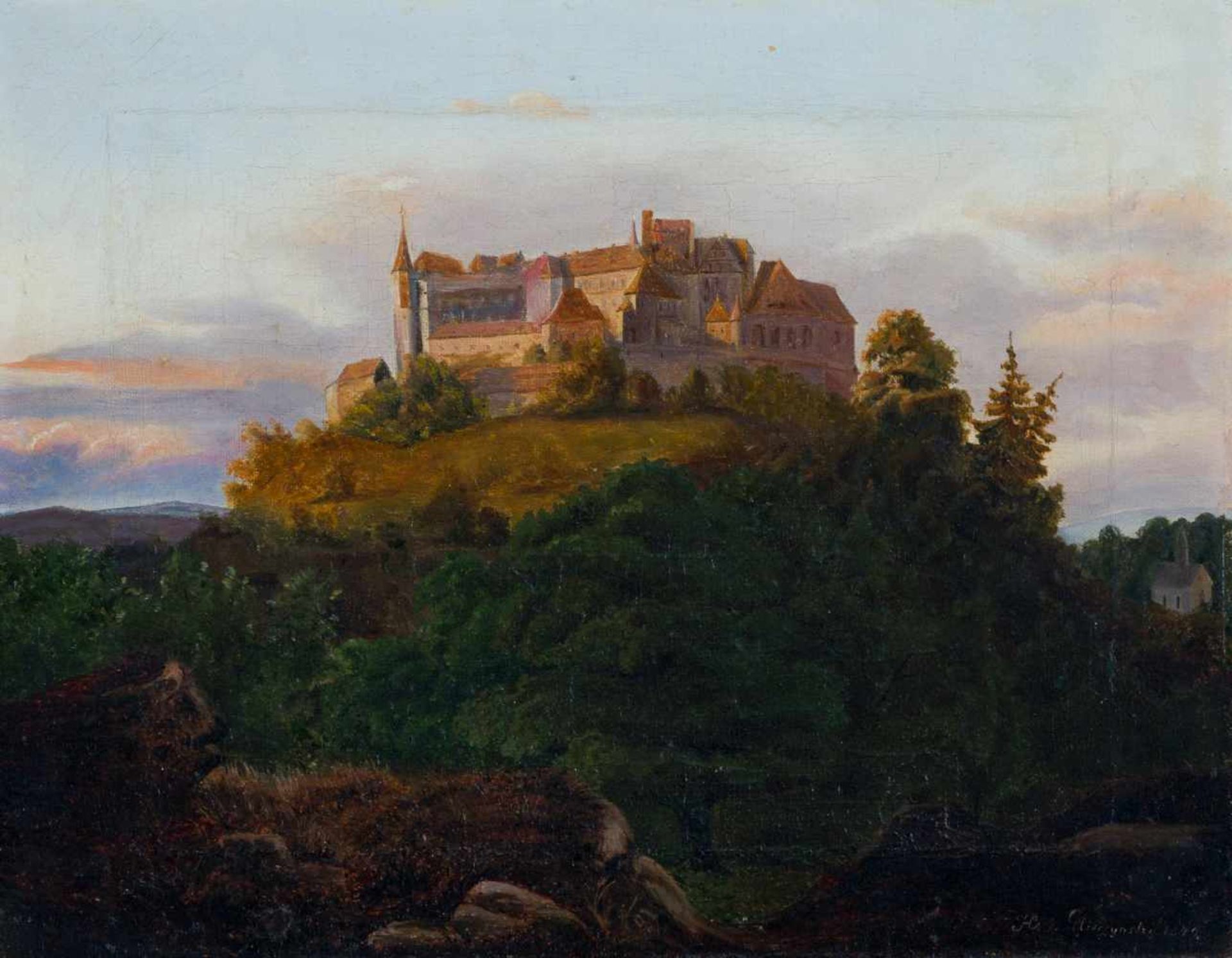 Gliszynski, H. C. v. (Schlesien um 1849)Schloss Fürstensteinim Waldenburger Land. Sign. u. dat. Lwd.