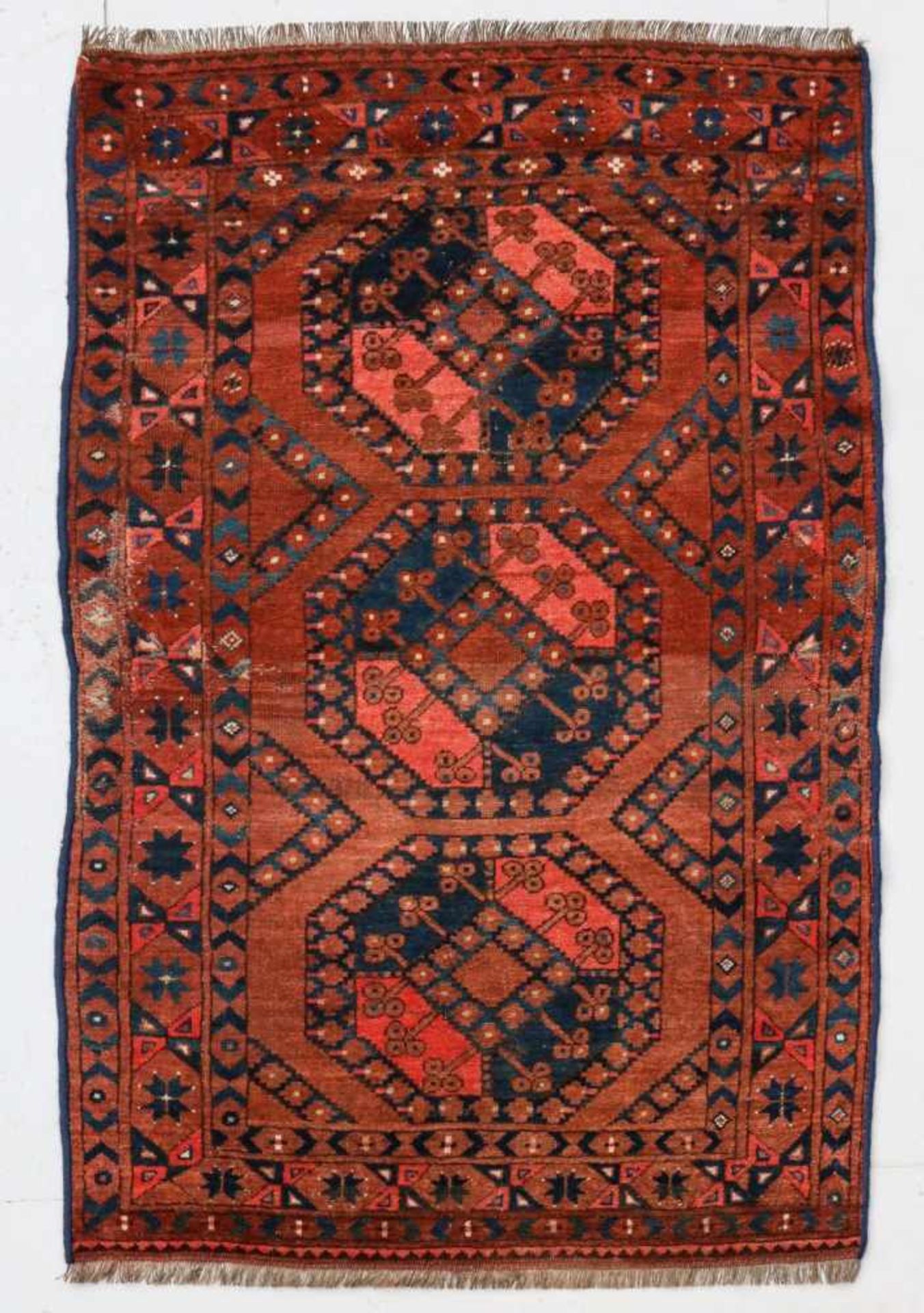 3 kleine TeppicheKl. Afghan Gr. ca. 151/98 cm Kl. Kasak Gr. ca. 152/97 cm (besch.) Anatol Gr. ca.
