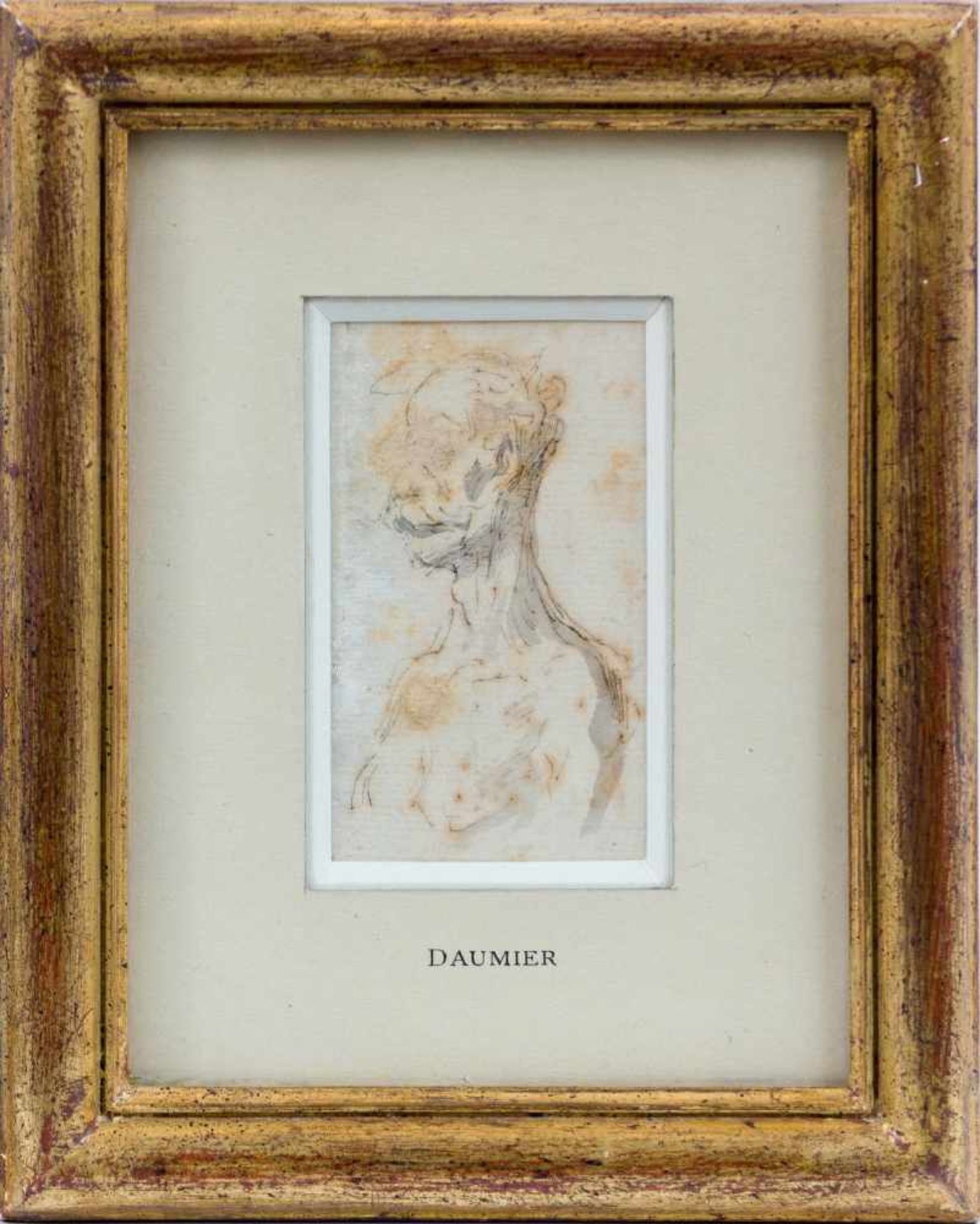 Daumier, Honoré (Marseille, Valmondois 1808-1879) , zugeschriebenSchnauzbärtiger, halbnackter