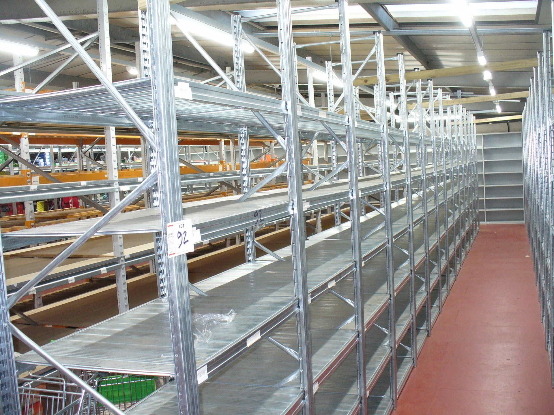 Metalsystem standard RACKING 14 bays 630mm deep, comprising of 15 upright frames 630 x 2500, 168