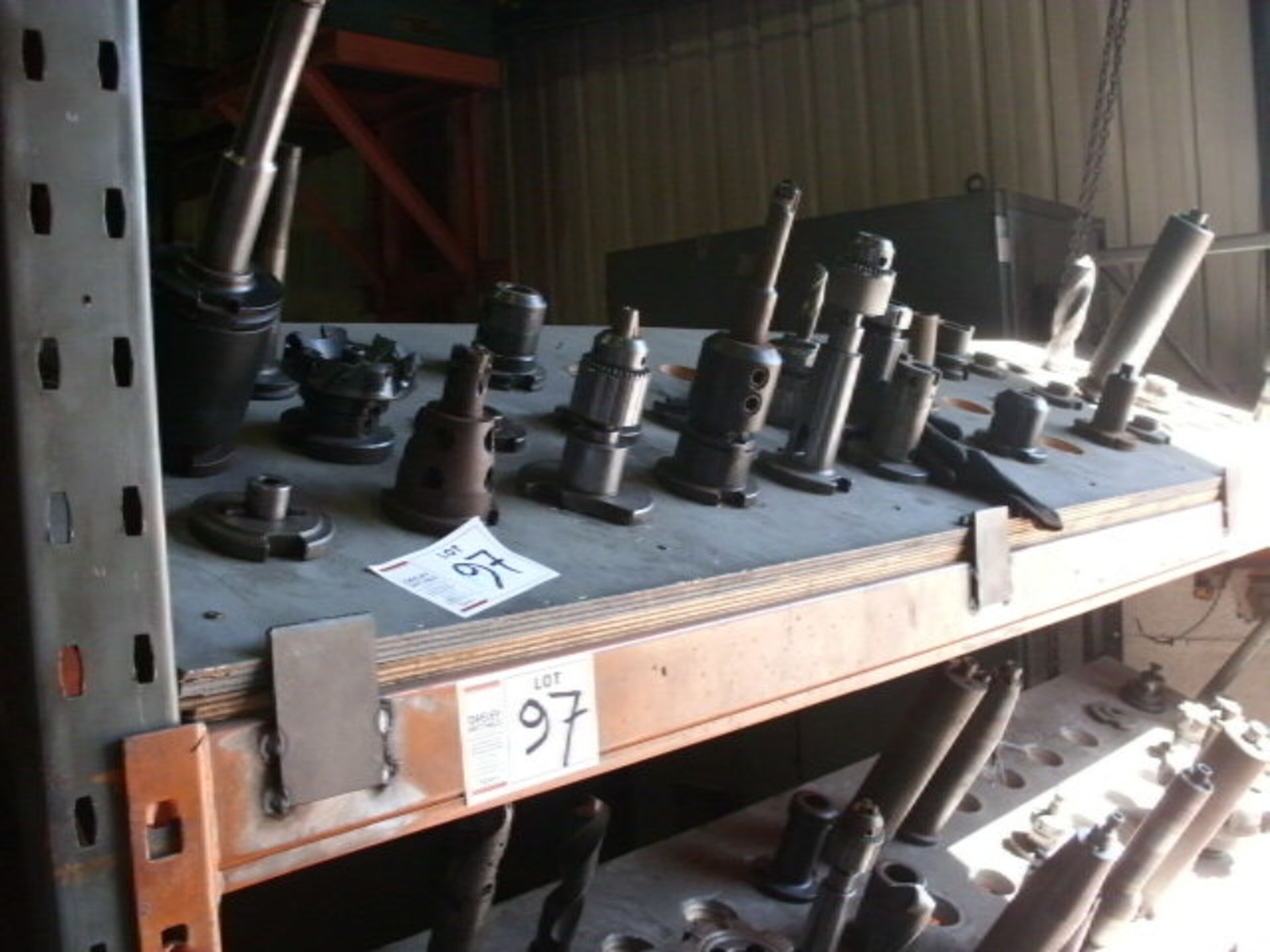 RACKING & CONTENTS including extension tool holders, various cutters, face mills and chucks