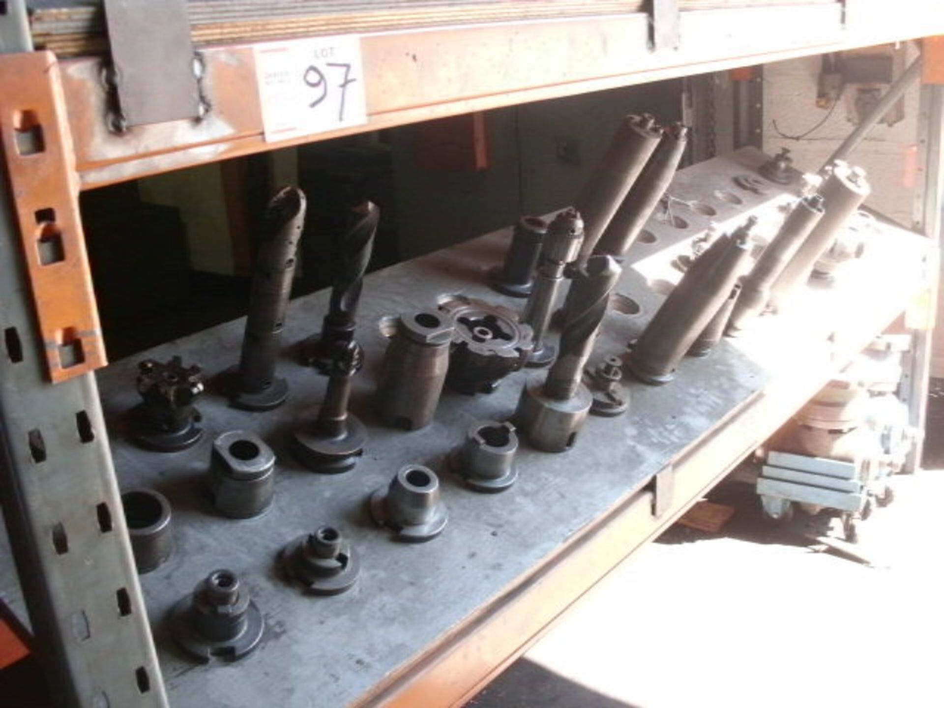 RACKING & CONTENTS including extension tool holders, various cutters, face mills and chucks - Image 2 of 6
