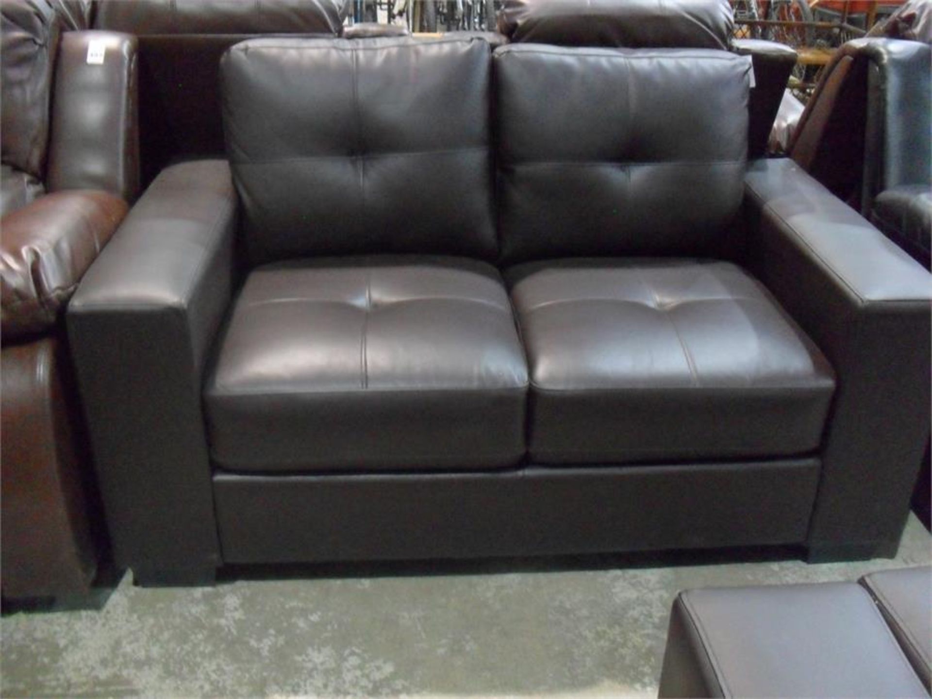 BROWN LEATHER 2 SEATER SOFA (NEW EX-SHOP DISPLAY)