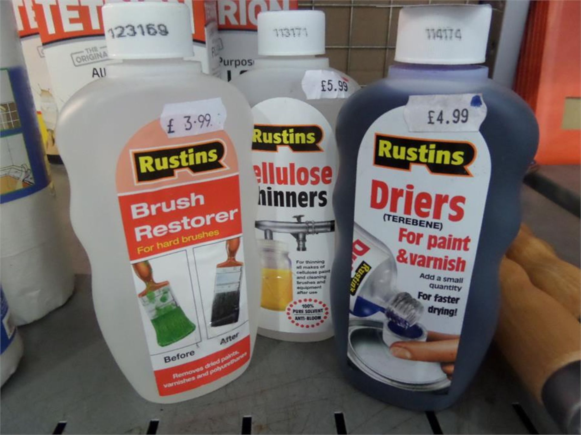 THINNERS/DRYERS/BRUSH RESTORER (NEW SHOP CLEARANCE STOCK)