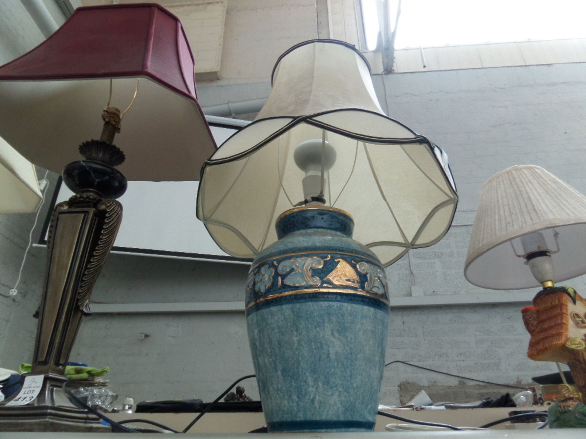 GLAZED BLUE TABLE LAMP