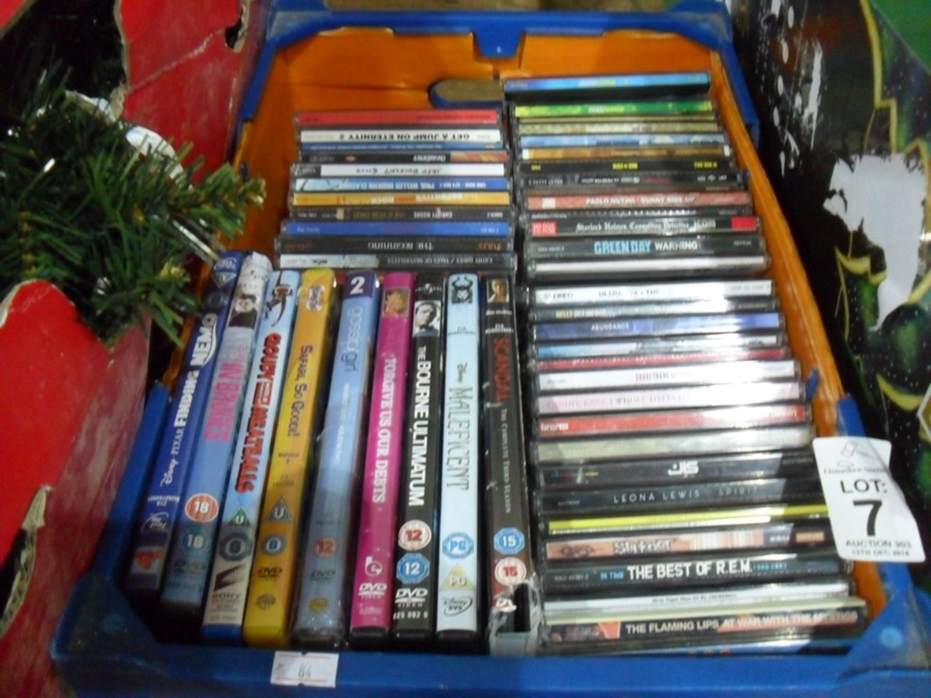 BOX OF CDS AND DVDS