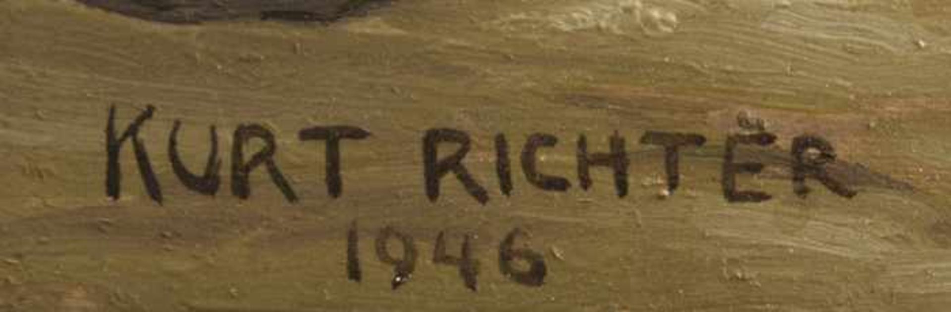 Richter, Kurt Alte Häuser, 1946 Öl auf Platte Signiert und datiert links unten 39 x 45 cm gerahmt - Bild 3 aus 3