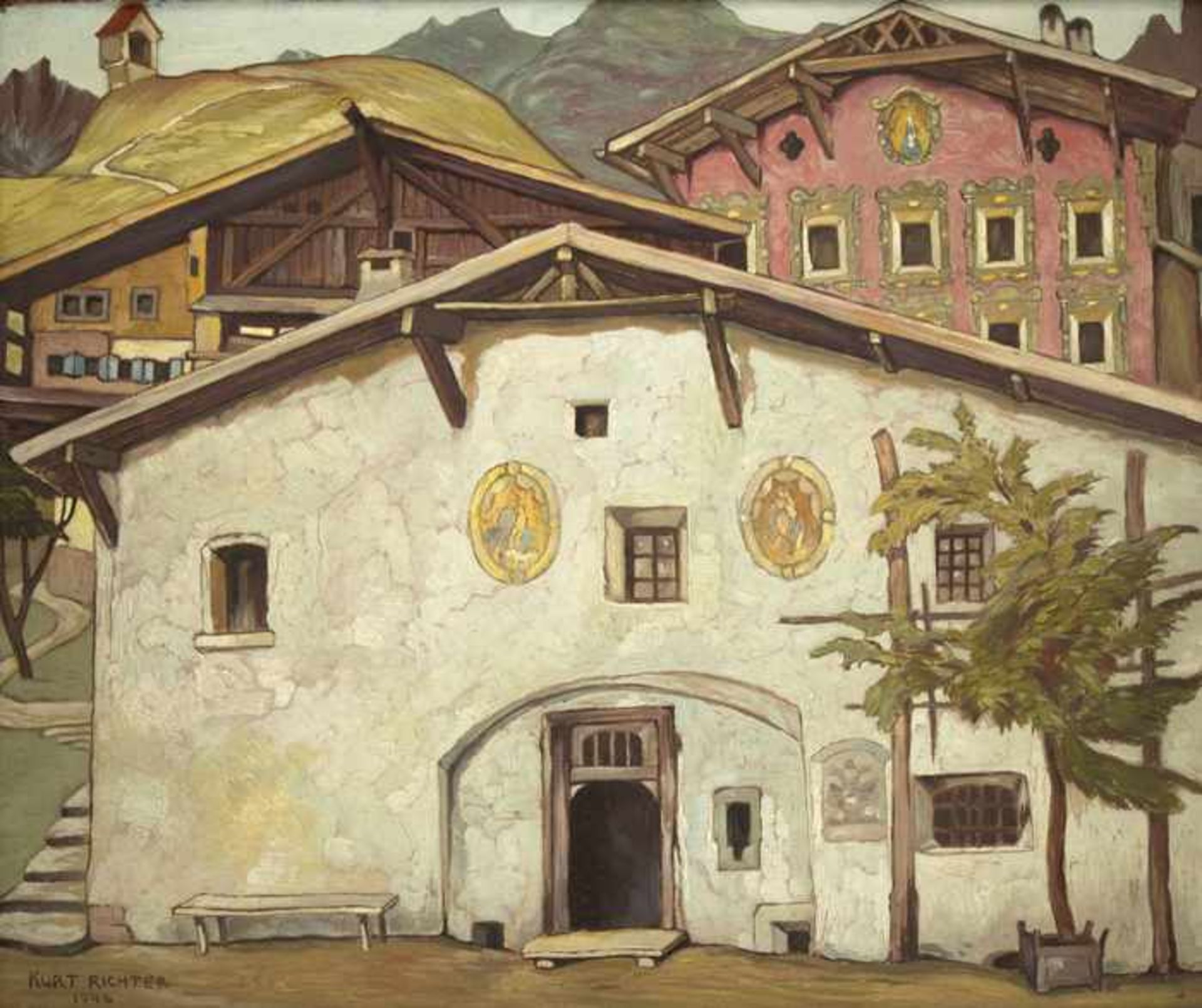 Richter, Kurt Alte Häuser, 1946 Öl auf Platte Signiert und datiert links unten 39 x 45 cm gerahmt