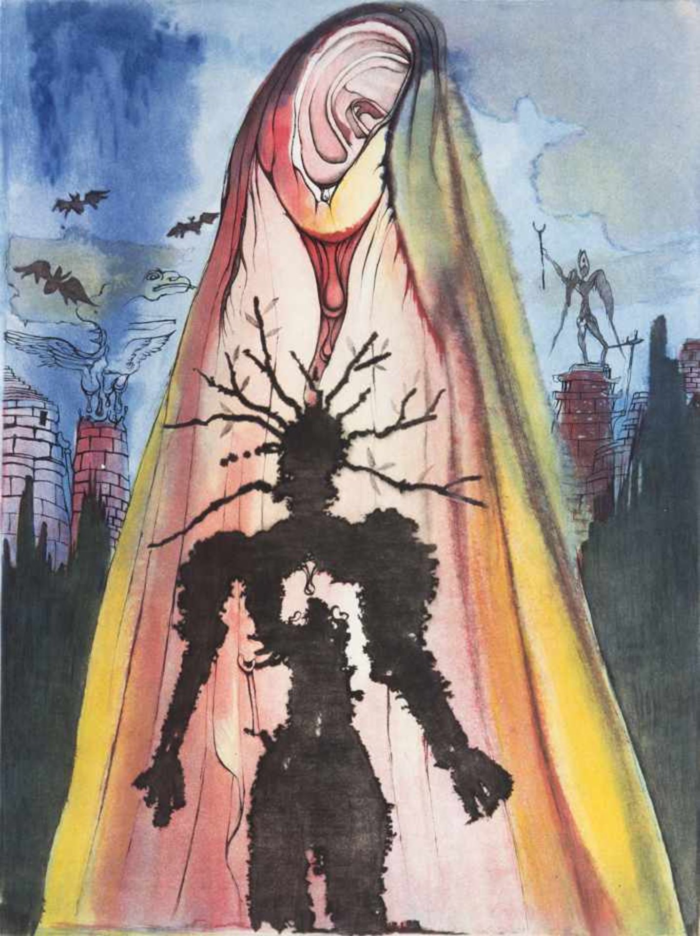 Dalí, Salvador Hamlet. The Ghost Tells the Story of the Murder, 1973 Farbradierung Signiert rechts