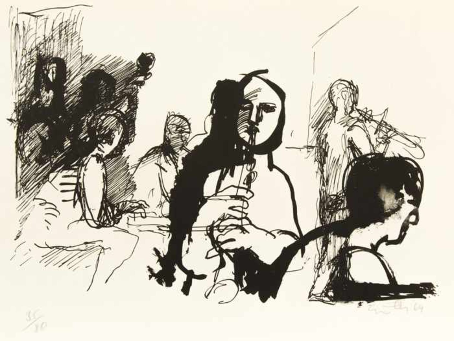 Eisler, Georg Musiker, 1964 Lithografie Signiert und datiert rechts unten, nummeriert links unten: