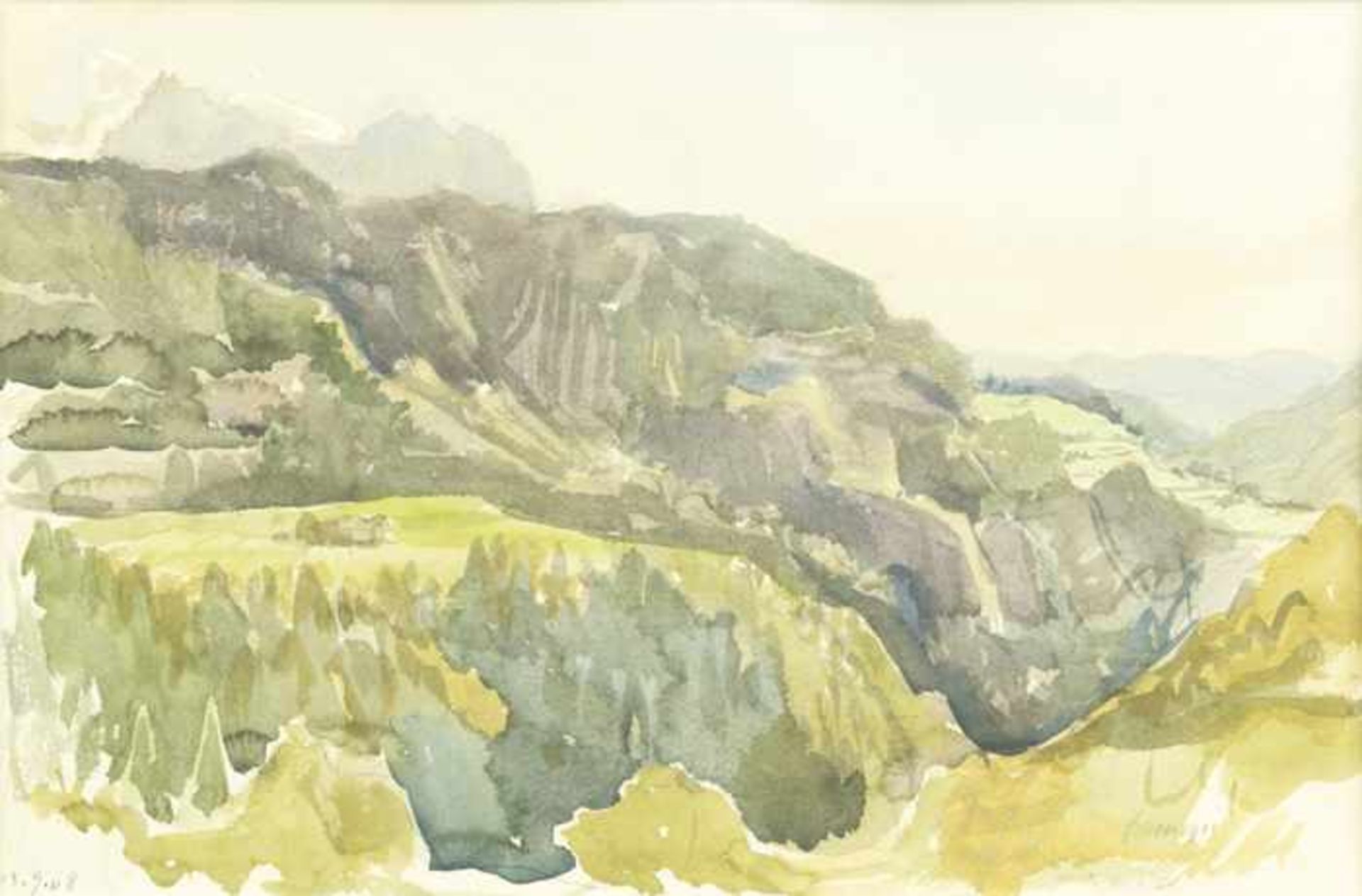 Eisenmenger, Rudolf Hermann Blick gegen Bozen, 13.9.1968 Aquarell auf Papier Monogrammiert und