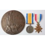 1915 Star, BWM and Death Plaque to 11580 Pte J Cyphus Oxf & Bucks L.I. Died of Wounds 1st Oct 1915