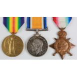 1915 Star Trio to 12962 Pte A C A Bartlett Norfolk Regt. Wounded G.S.W.Shoulder 2/10/1915. With