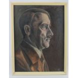 Adolf Hitler - oil on hard board portrait, signed by artist to lower right corner & dated '37'.