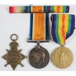 1914 Star Trio to 6933 Pte A Dye 1/Rif Brigade. Admitted Hospital 6/9/15 G.S.W.Rt Foot. Born