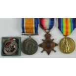 1915 Star Trio to 14615 Pte A E Powell Shropshire L.I., plus boxed Silver War Badge B110890. With