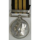 Ashantee Medal 1874 with Coomassie clasp, named 1812 Pte H Monk 2.Bn Rifle Bde 1873-4. With copy