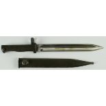 Bayonet: An Imperial German Ersatz bayonet with set back muzzle ring. Blade 9.75" (vgc) with fuller.