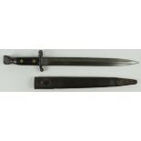 Bayonet: A Pattern 1888 MKII Bayonet with a MKI steel mounted leather scabbard. Ricasso marked '