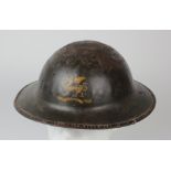 Exceptionally interesting and original Mark I Great War Brodie British Steel Helmet. Original finish