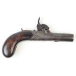 19th century round barrel percussion box lock pocket pistol by Hugh Granger of Preston