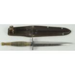 Knife: A WW2 F.S knife of Indian manufacture (see Flook The F.S Knife P.213). Brass (2nd patt)