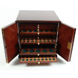 Antique mahogany coin cabinet c.12'' x 10 3/4'' deep x 12'' high, professionally made, with 16 trays