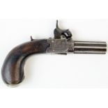 19th century small percussion lady’s muff box lock pistol by Westwood of London with fluted barrel