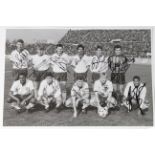 England, 10 x 7 press still of the team who played Albania in Tirana, they won 2-0, signed by all