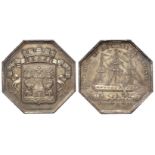 France, Chambre de Commerce de Bayonne octagonal silver jeton 19thC, d.30.5mm, lightly toned GEF