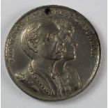 Durham local commemorative medallion, white metal d. 38mm: The Mayor & Mayoress of Durham, portraits