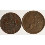 Australian Tokens (2): Alfred Nicholas Liverpool Tea Warehouse Hobart Town Penny KM# Tn 182.2 VF,