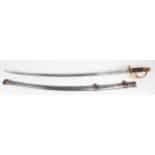 Sword: A good and scarce U.S. Model 1906 Cavalry Sabre. Curved fullered blade 35". Ricasso marked '