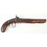 18th/19th century drum & nipple percussion officers pistol by Aston of Manchester converted from a